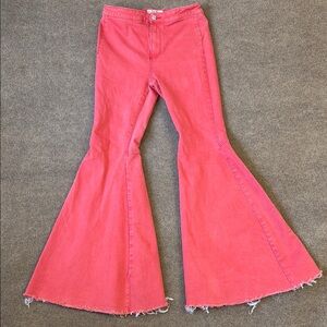 Free People We The Free Just Float On Flare Jeans Bell Bottom Terracotta Red 28